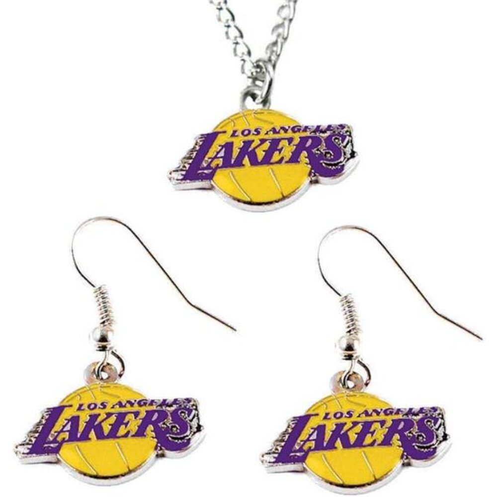 NBA Los Angeles Lakers Logo Earrings & Pendant Set LA WOMENS‎ KIDS 18" CHAIN